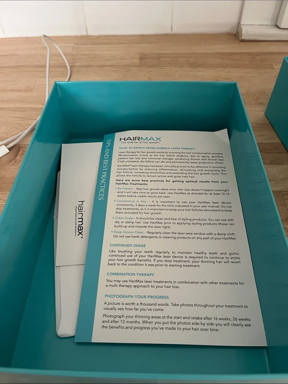 HairMax Turquoise Hair Growth Device Box - HairMax